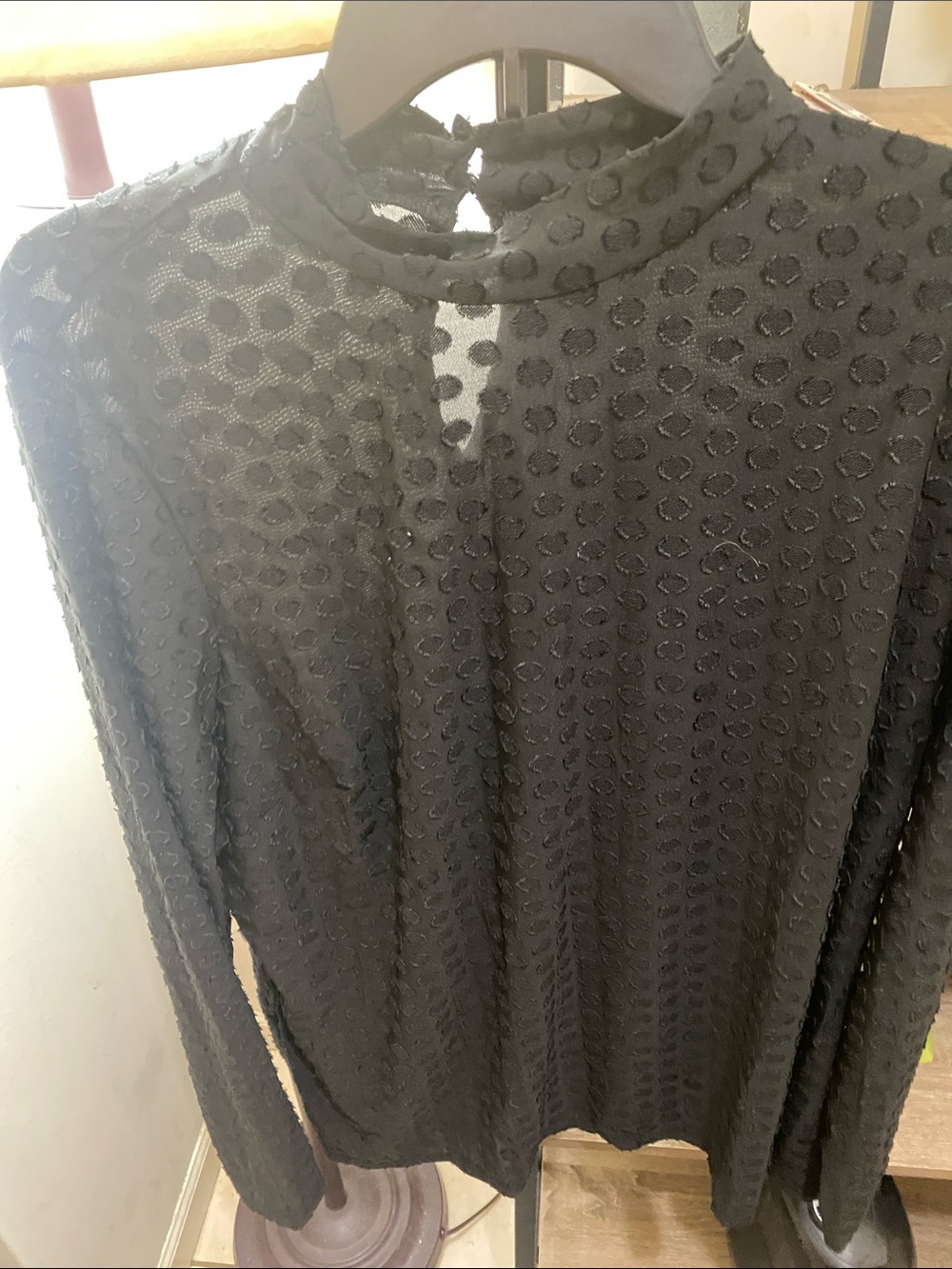 Lane Bryant Black Dot Mesh Blouse